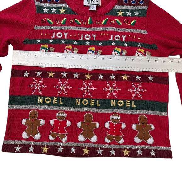 Vintage All Points By Reference Point Ugly Christmas Sweater Joy Noel Women's L - Picture 13 of 15